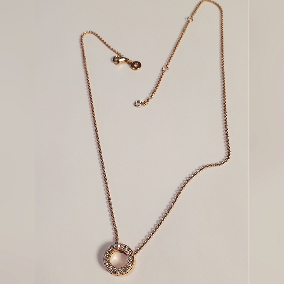 Authentic NEW Pandora Logo Pavé Circle Collier Necklace 14K RGP CZ - Picture 7 of 11